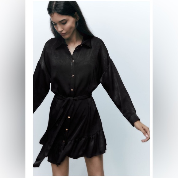 Zara black button down dress - Picture 3 of 12